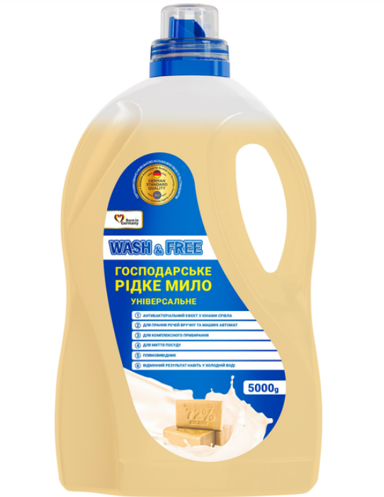 WASH&FREE засіб д/миття 5000г рідке госп. мило універсал NEW